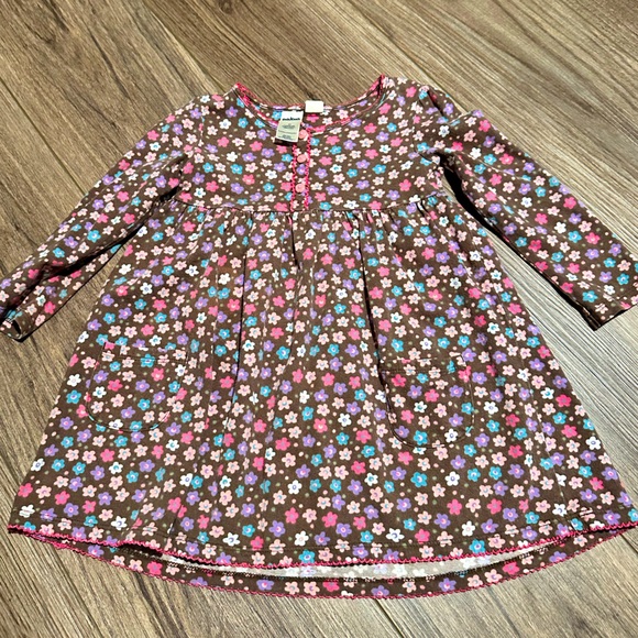 Girls 2T Osh Kosh B’Gosh Brown and Pink Floral Dress with Pockets - Picture 1 of 4
